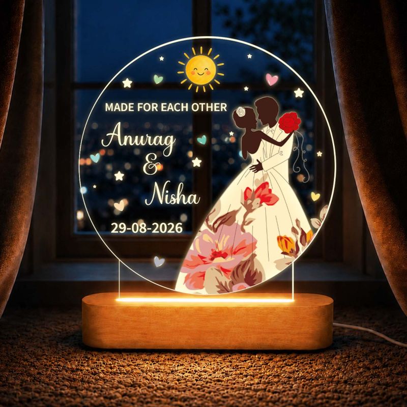 Personalized Couple LED Photo Lamp, Custom Name & Date Acrylic Night Light, Romantic Anniversary & Birthday Gift for Husband Wife, Boyfriend Girlfriend, Couple Bedroom Decor